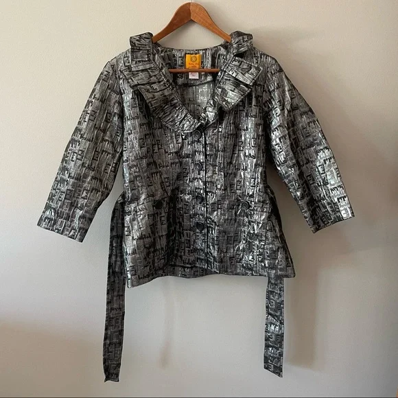 Ruby Rd Metallic Ruffle Collar Jacket - Picture 3 of 10